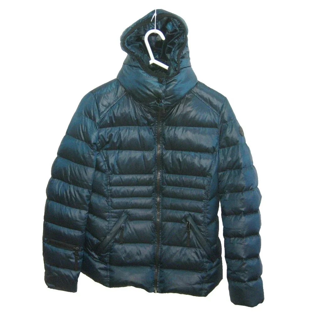 ANDREW MARC Womens (Size Small) Green Winter Duck Down Puffer Jacket Hooded Coat